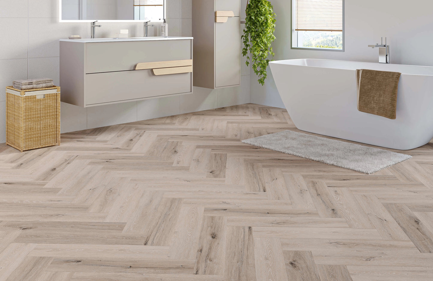 Waterproof Sandringham Oak Herringbone LVT Rigid Core SPC Click Luxury Vinyl Tile Flooring