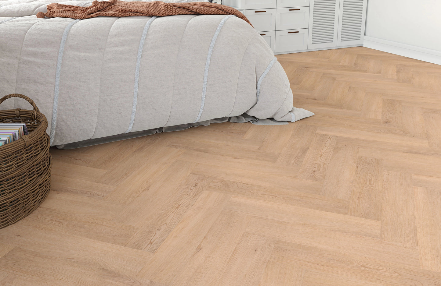 Waterproof Pure Nature Oak Herringbone LVT Rigid Core SPC Click Luxury Vinyl Tile Flooring