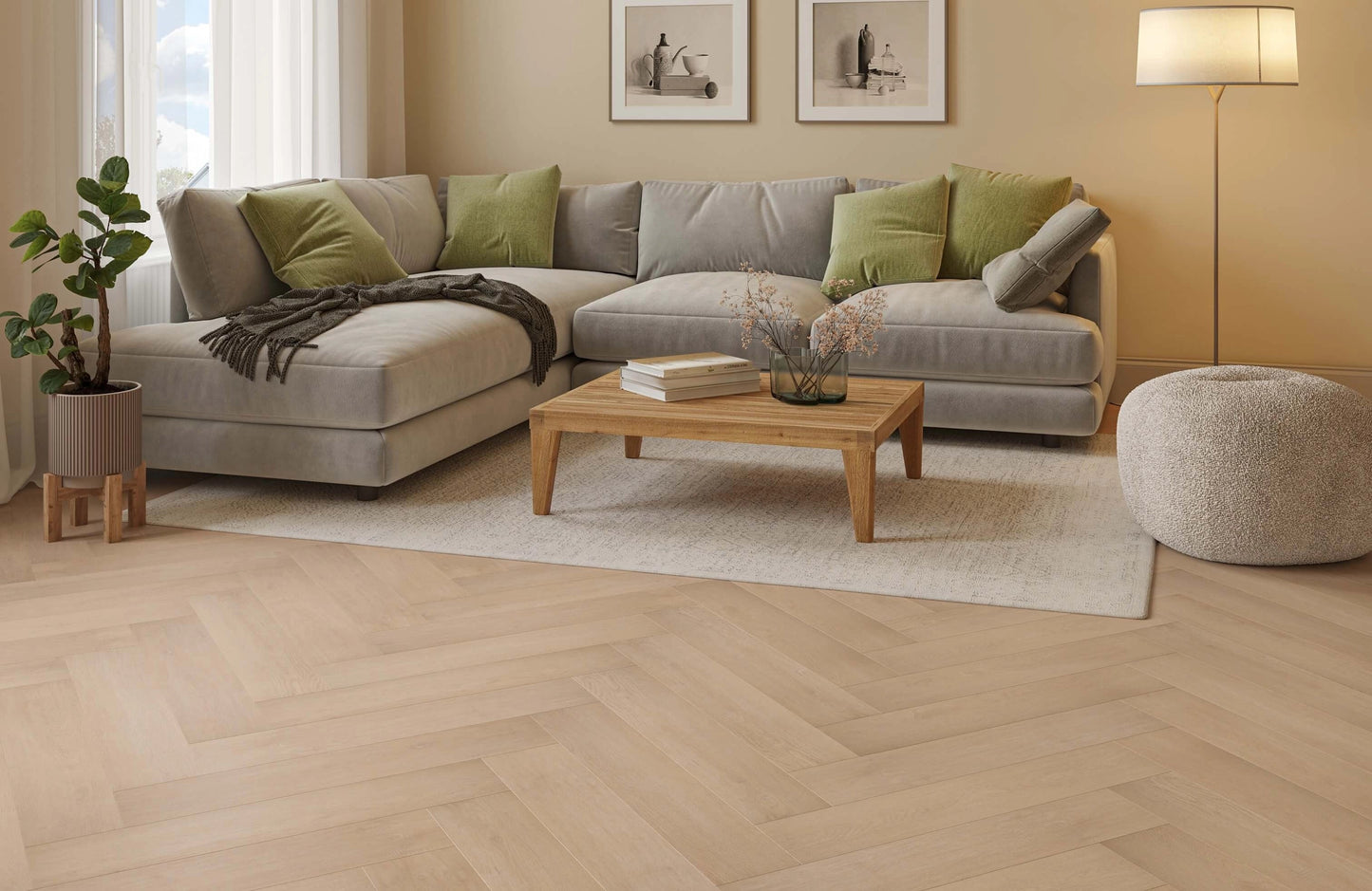 Luma Desert Ash Oak 3mm Herringbone Waterproof Glue Down LVT