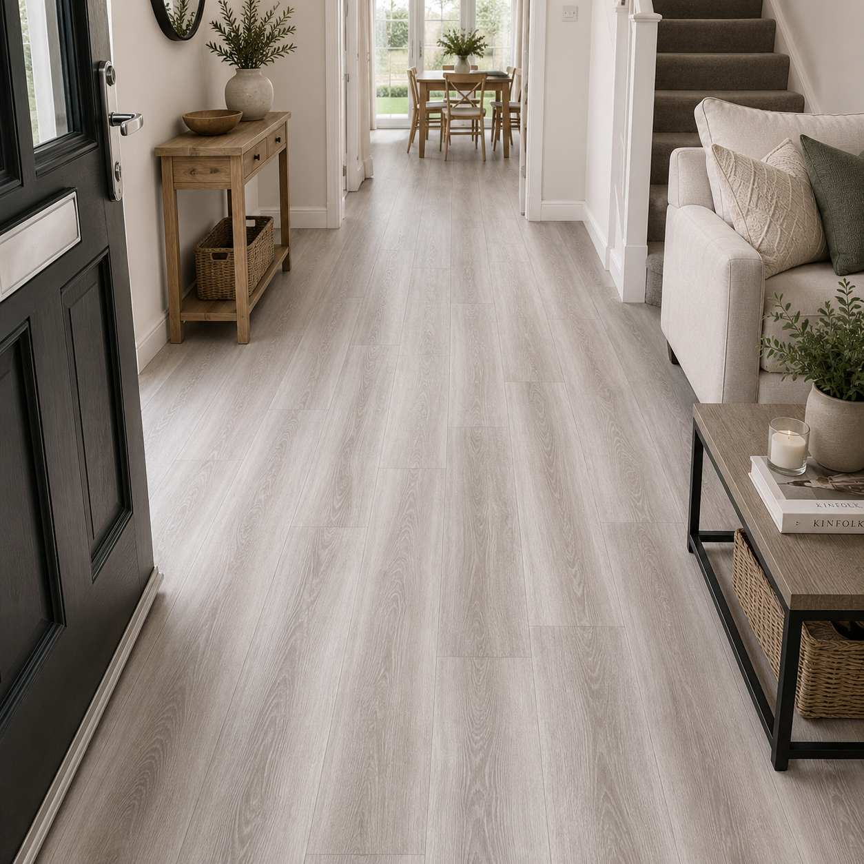 Waterproof Grey Ashen Oak Plank LVT Rigid Core SPC Click Luxury Vinyl Tile Flooring