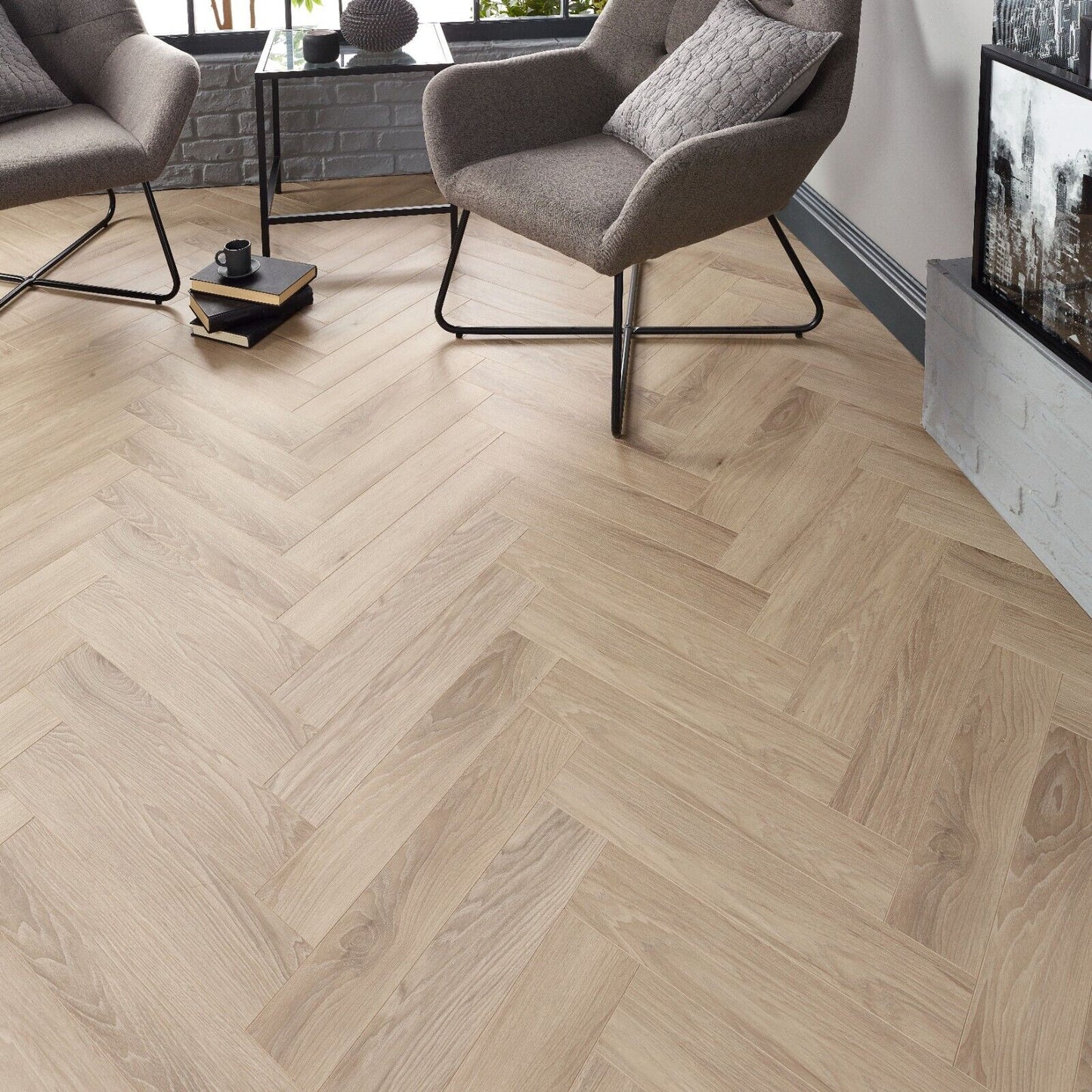 Starward Iceberg 12mm Herringbone Laminate Flooring