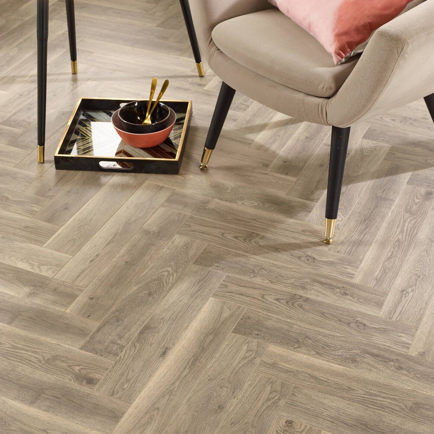 Starward Nocturne 12mm Herringbone Laminate Flooring