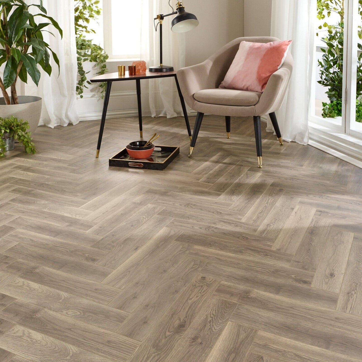 Starward Nocturne 12mm Herringbone Laminate Flooring