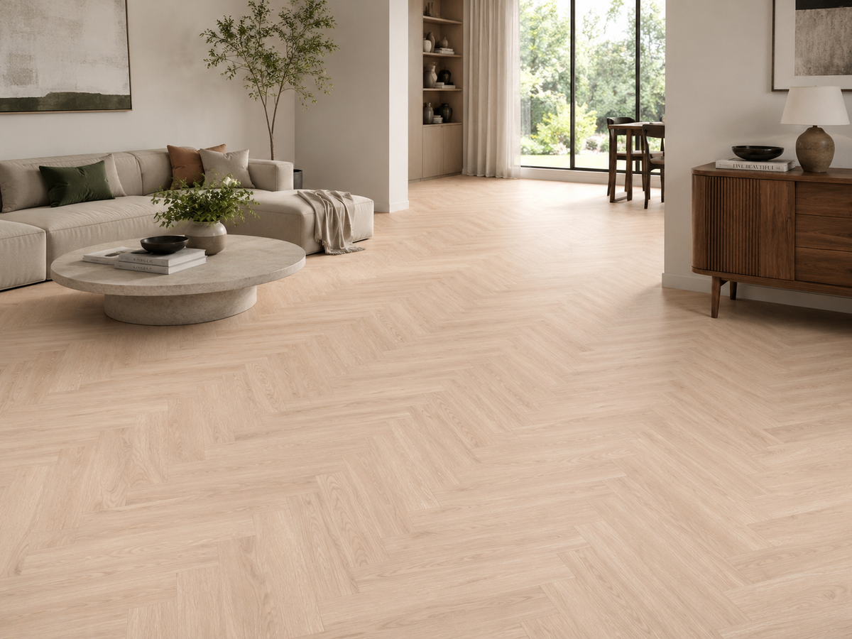 Grand Natural Oak Kingsley 8mm Herringbone Laminate Flooring