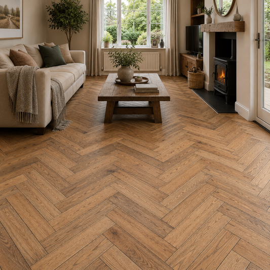 PrimeLine Gresham Oak 20mm Herringbone Brushed & Oiled Engineered Wood Flooring