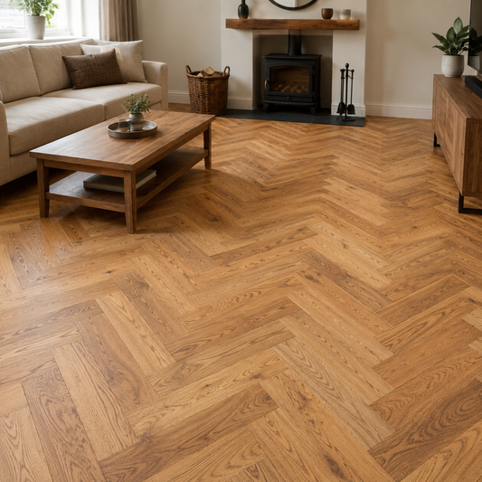 Holloway Oakham Oak 15mm Herringbone Brushed & Lacquered Engineered Wood Flooring