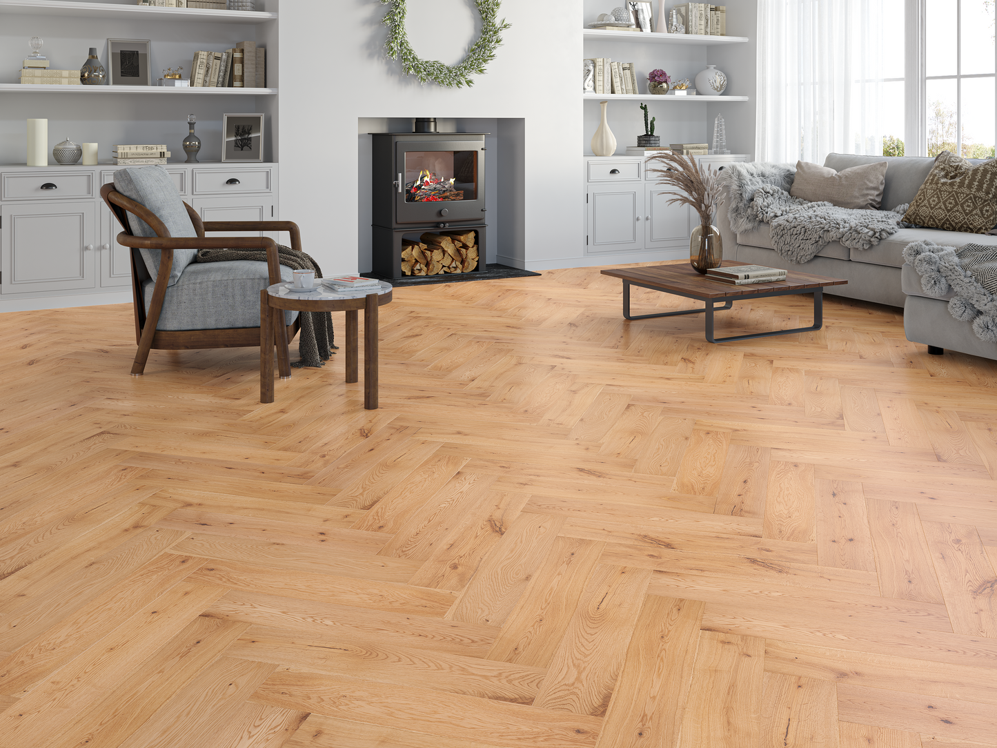 Holloway Grain Oak 15mm Herringbone Engineered Wood Flooring