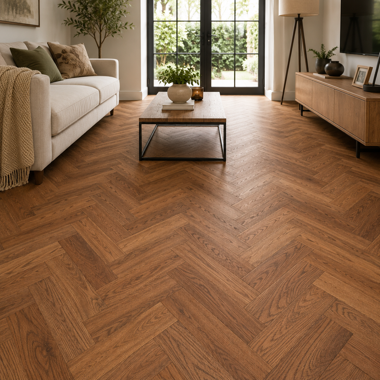 Farnham Oak Herringbone 14mm Brushed & Lacquered Engineered Wood Flooring