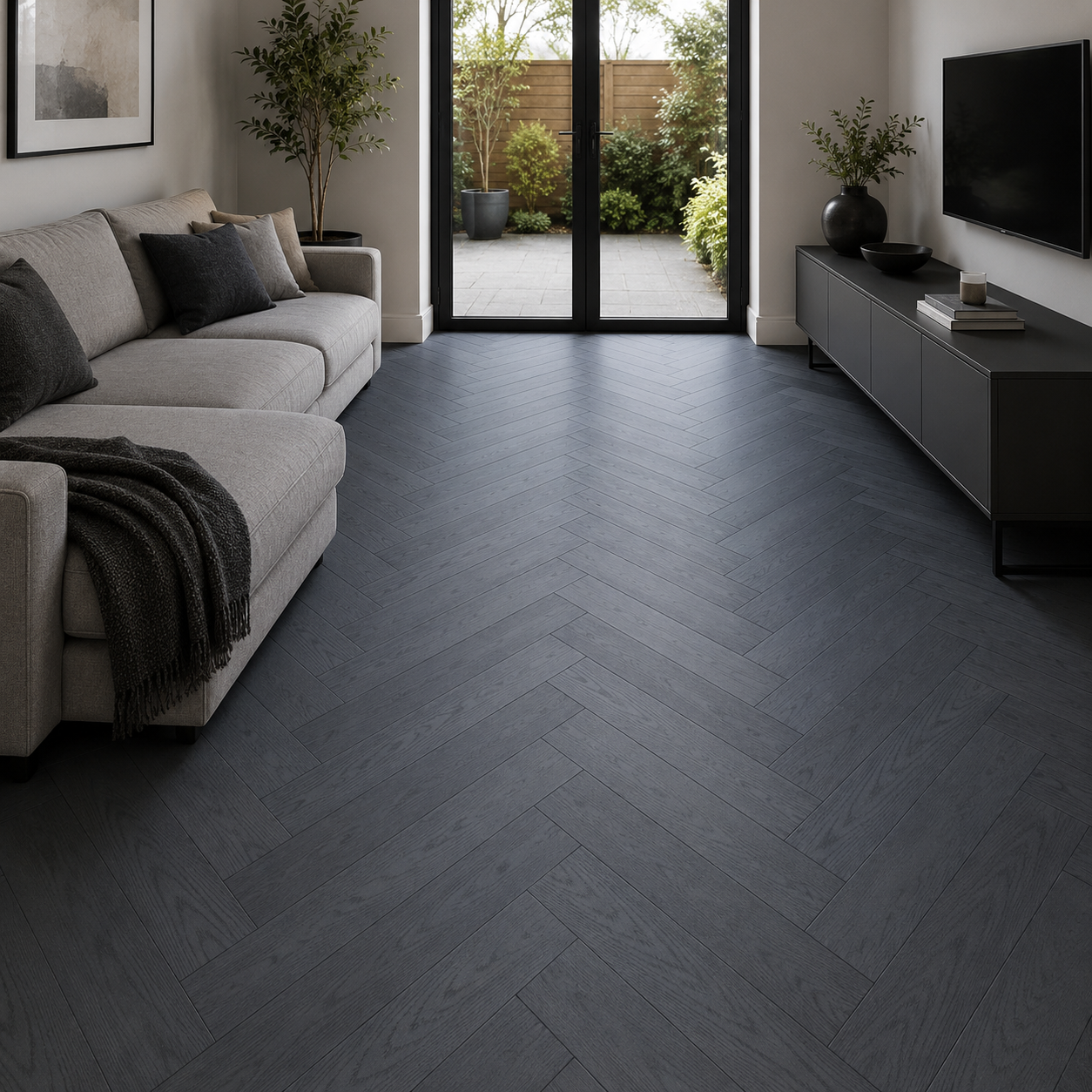 Black Oak Verona Harrington Herringbone Brushed & Lacquered Engineered Wood Flooring