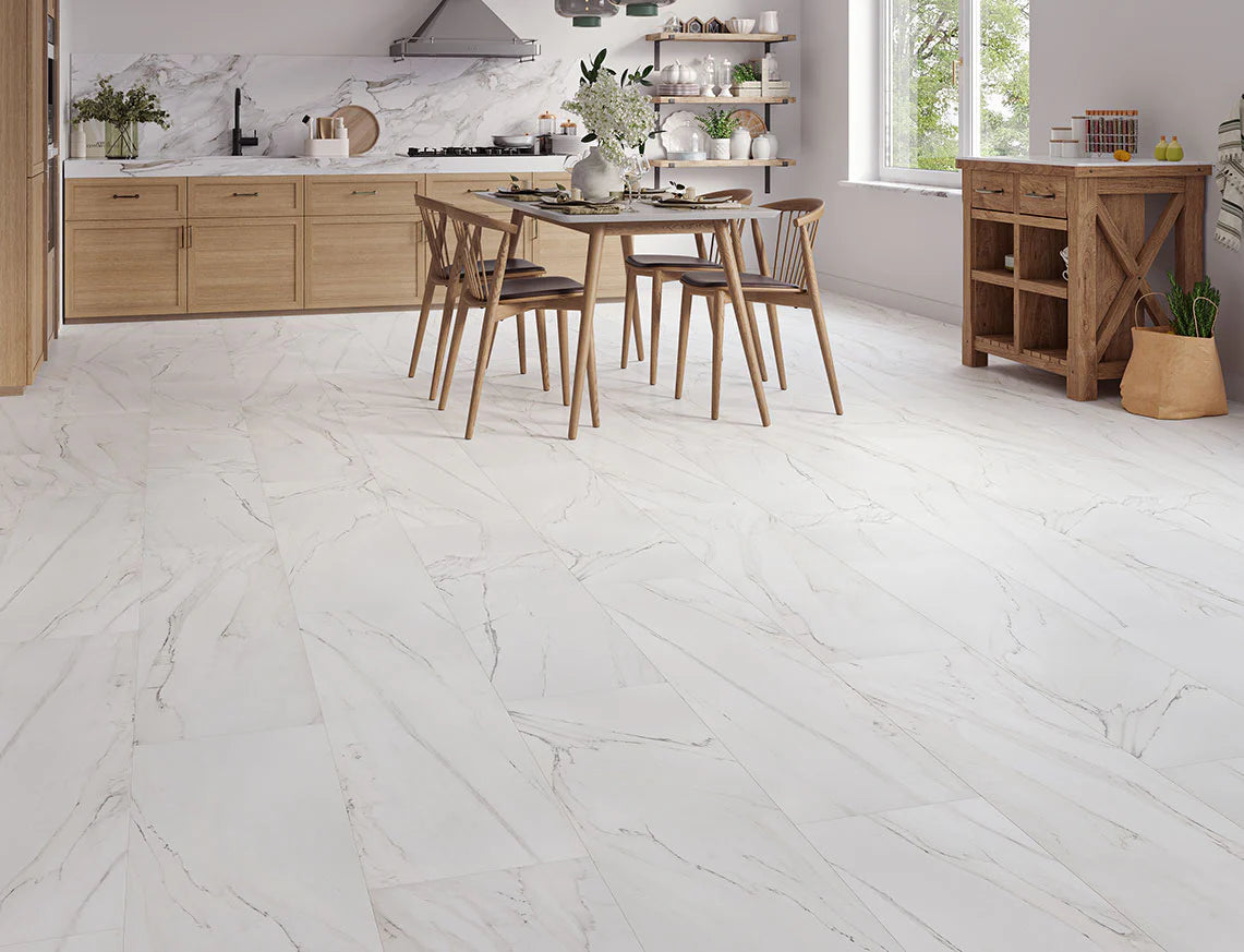 Carrara White Marble AGT Mood 10mm Laminate Flooring