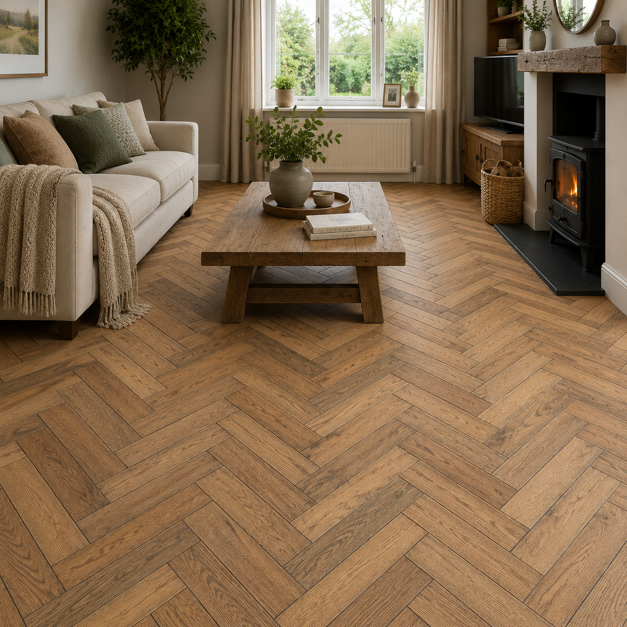 PrimeLine Gresham Oak 20mm Herringbone Brushed & Oiled Engineered Wood Flooring