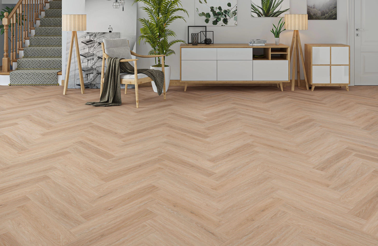 Heritage Plymouth Oak 6.5mm Click Herringbone LVT SPC Waterproof Flooring