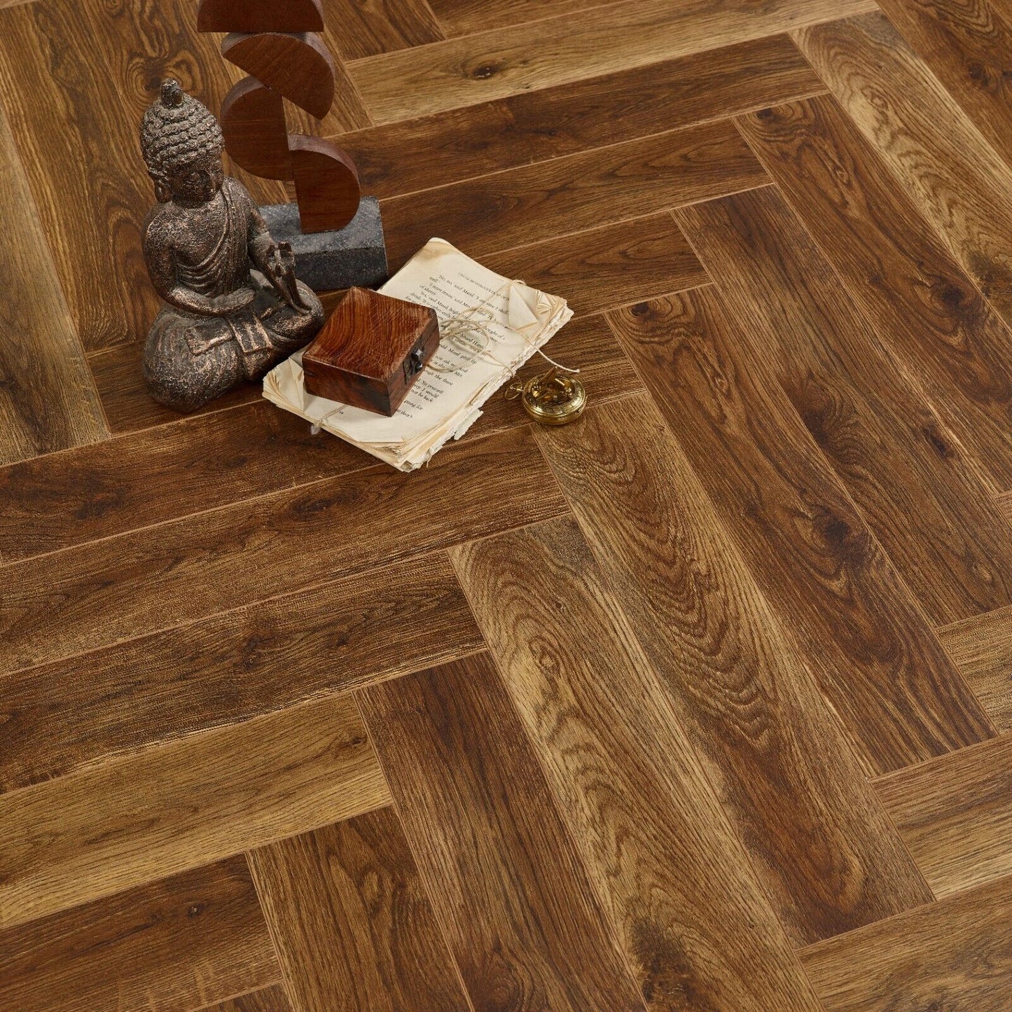 Starward Espresso Click 12mm Herringbone Laminate Flooring