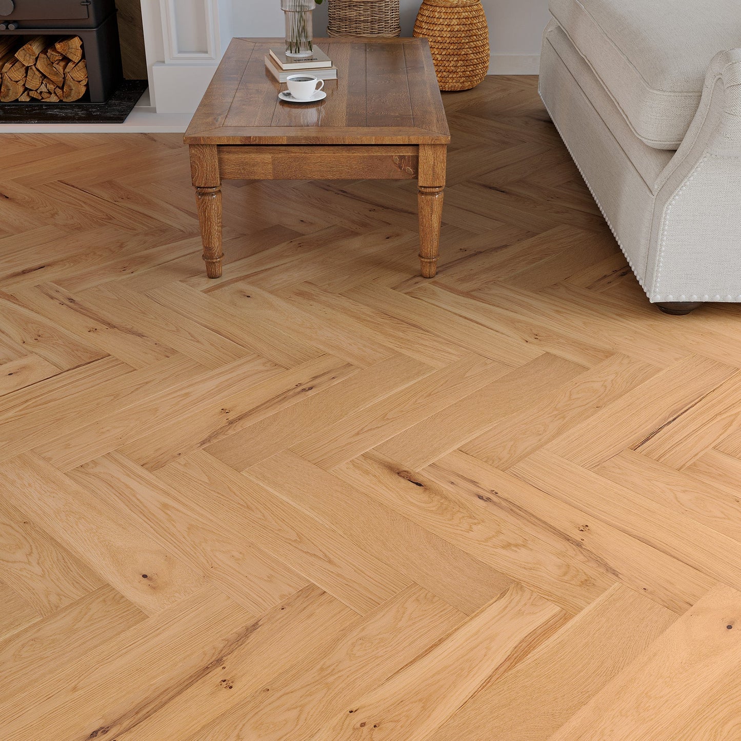 Holloway Pearl Oak 15mm Herringbone Engineered Wood Flooring