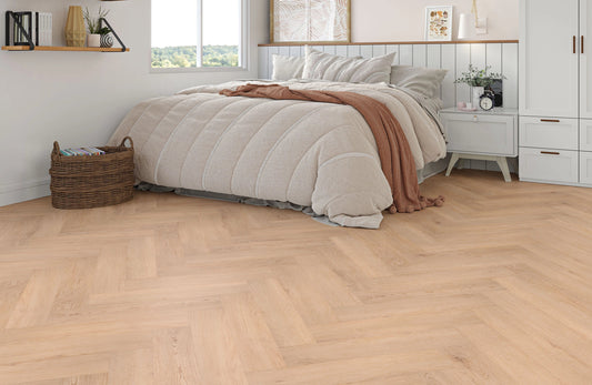 Waterproof Pure Nature Oak Herringbone LVT Rigid Core SPC Click Luxury Vinyl Tile Flooring