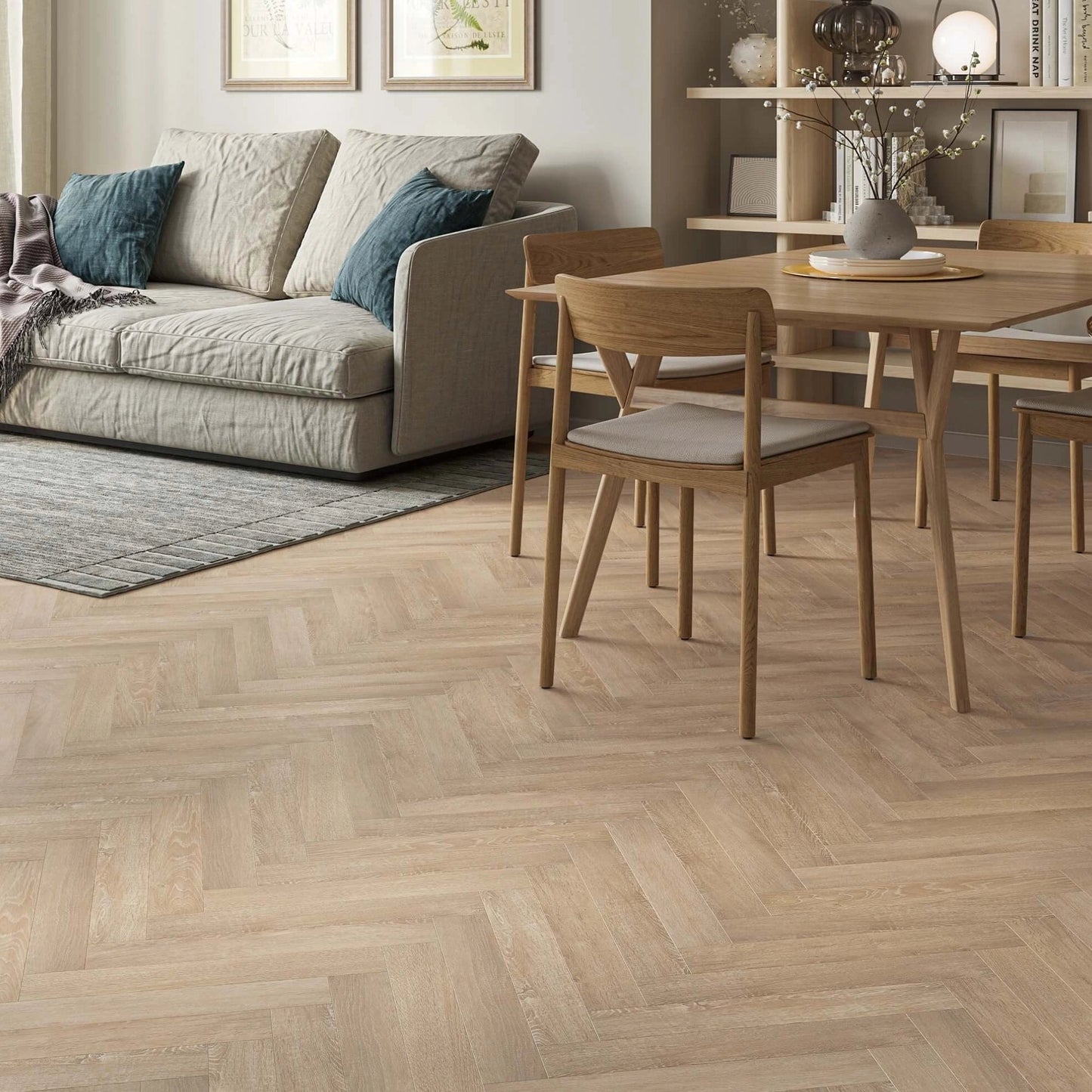 Alba Sunrise Oak Herringbone Waterproof Glue Down LVT