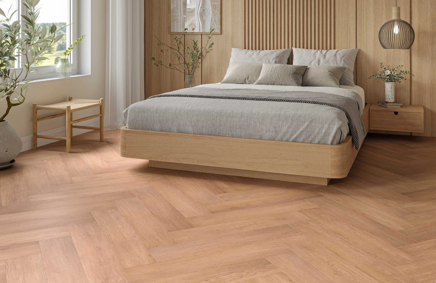 Luma Harvest Oak 3mm Herringbone Waterproof Glue Down LVT