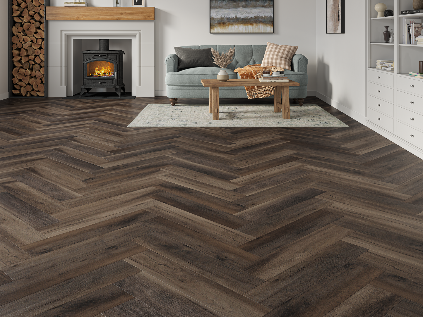 Heritage Portland Oak 6.5mm Click Herringbone SPC LVT Waterproof  Flooring
