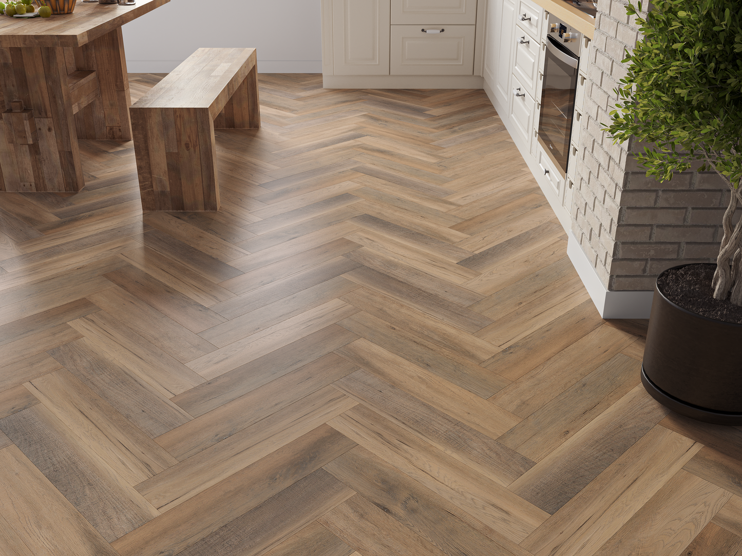 Heritage Milford Oak 6.5mm Click Herringbone LVT SPC Waterproof Flooring