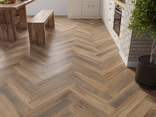 Heritage Milford Oak 6.5mm Click Herringbone LVT SPC Waterproof Flooring