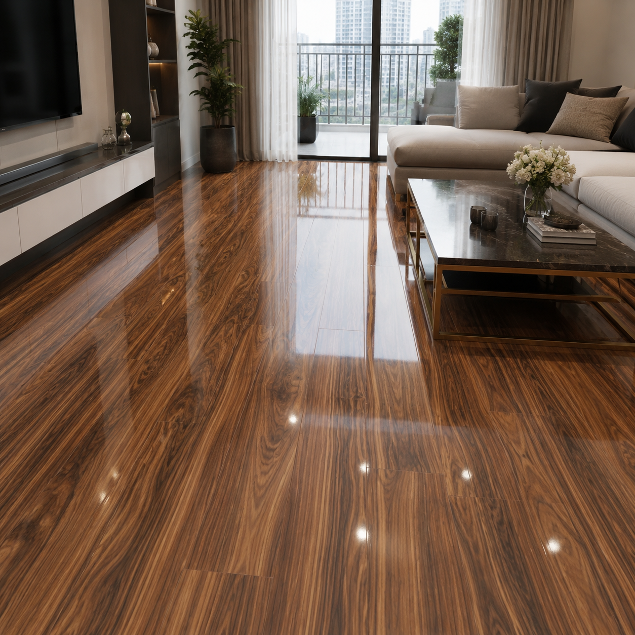 High Gloss Bourbon Laminate Flooring