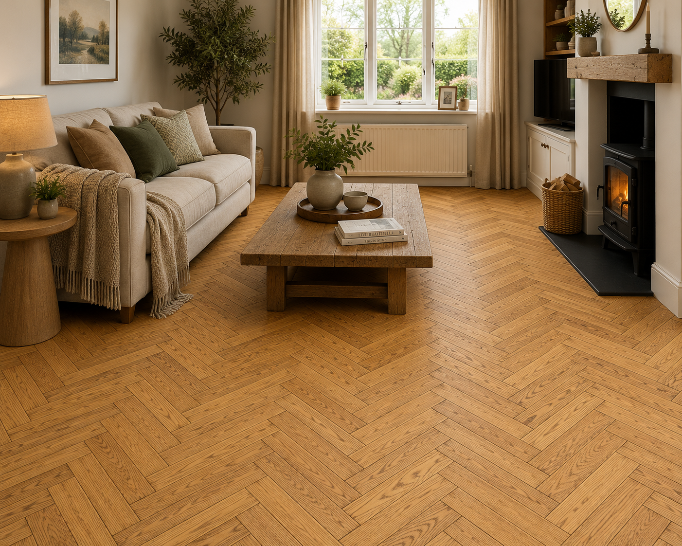 PrimeLine Roston Oak 20mm Herringbone Brushed & Oiled Engineered Wood Flooring