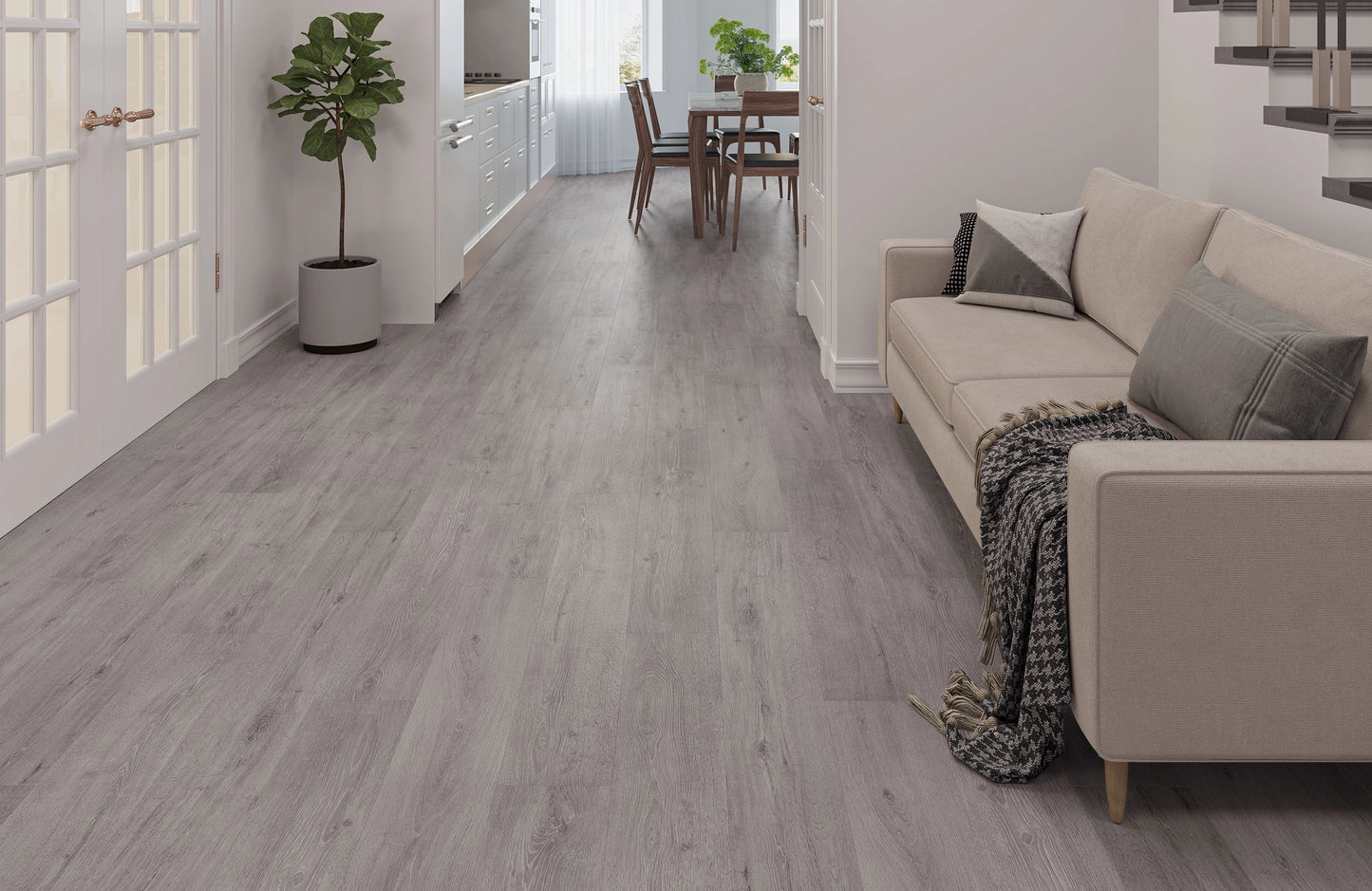 Waterproof Grey Kensington Plank 0.5mm Wear Layer LVT Rigid Core SPC Click Luxury Vinyl Tile Flooring