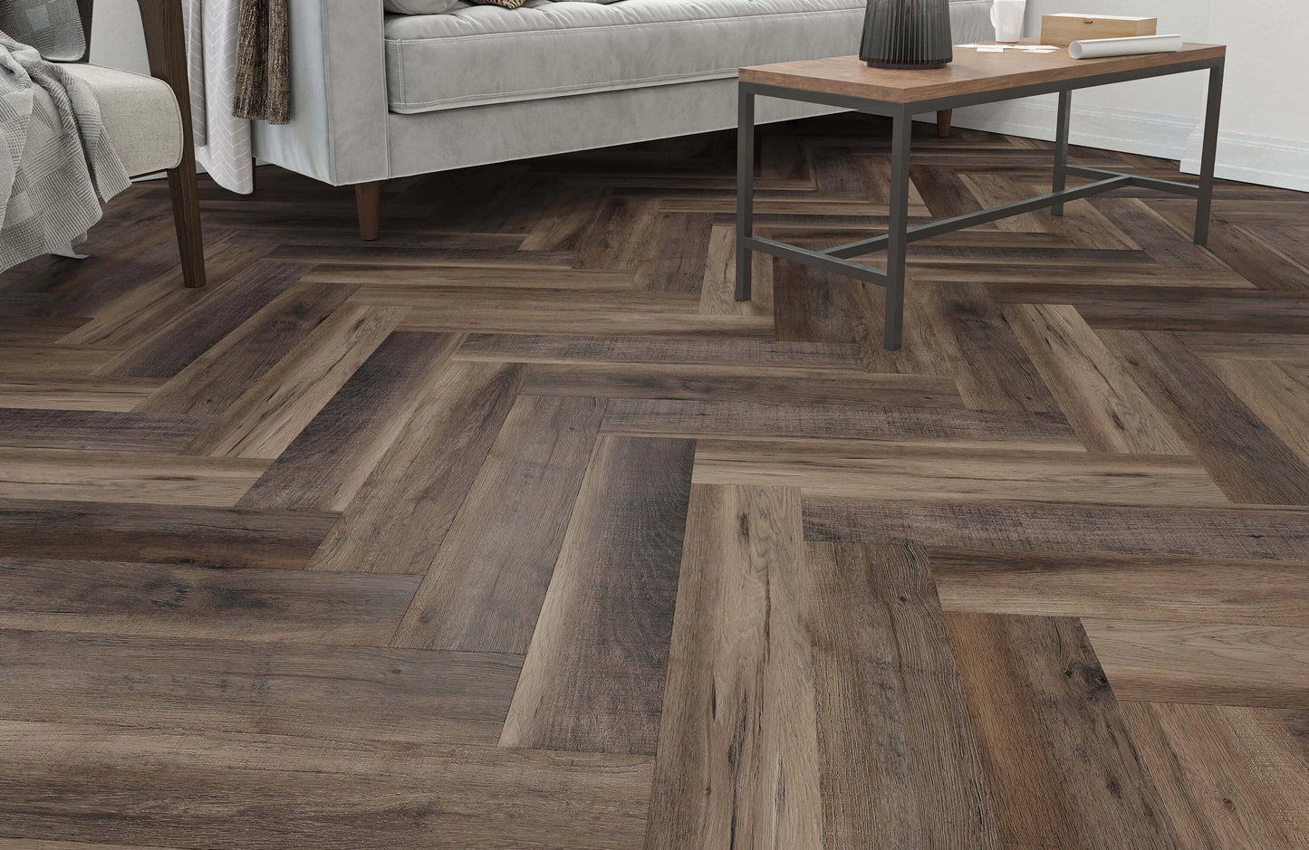 Heritage Portland Oak 6.5mm Click Herringbone SPC LVT Waterproof  Flooring