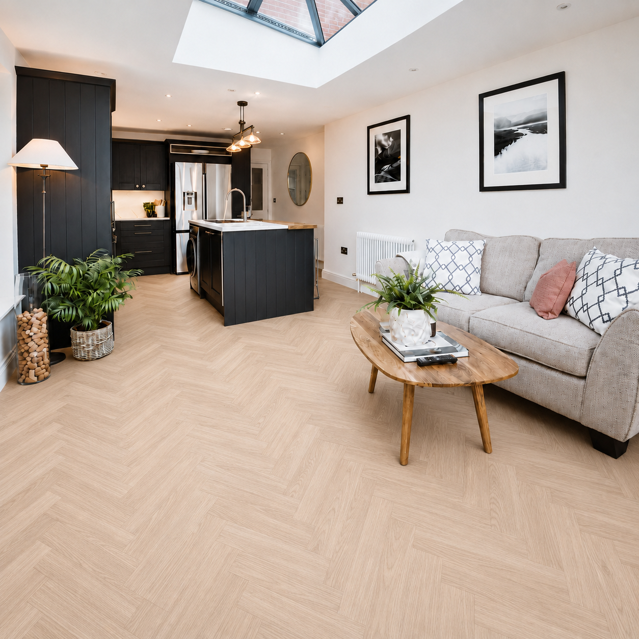 Grand Natural Oak Kingsley 8mm Herringbone Laminate Flooring