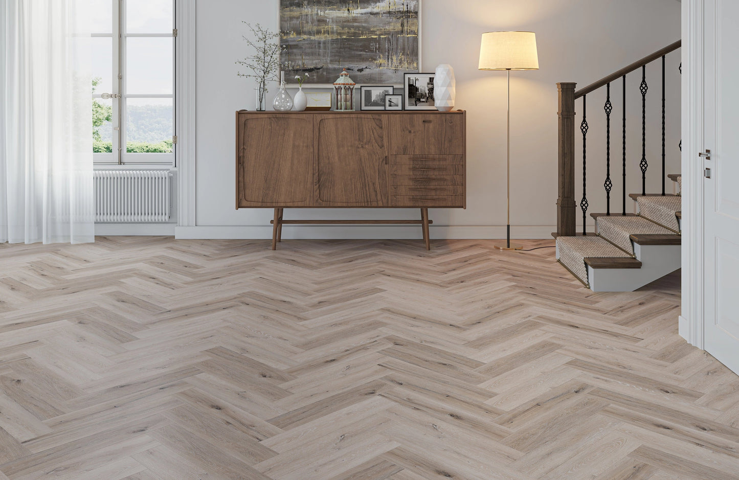 Waterproof Sandringham Oak Herringbone LVT Rigid Core SPC Click Luxury Vinyl Tile Flooring