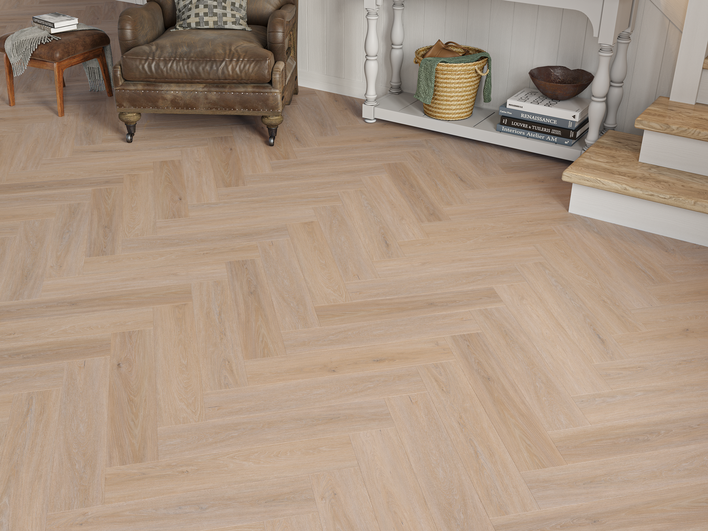 Heritage Plymouth Oak 6.5mm Click Herringbone LVT SPC Waterproof Flooring
