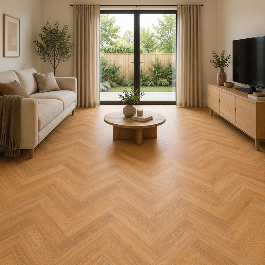 Beach Verona Bramley Herringbone Oak Brushed & Lacquered Engineered Wood Flooring