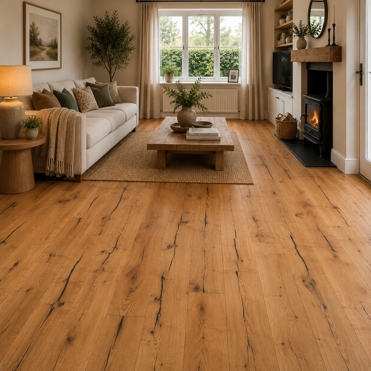 Holloway Ashgrove Oak 15mm Straight Plank Distressed & Lacquered Engineered Wood Flooring