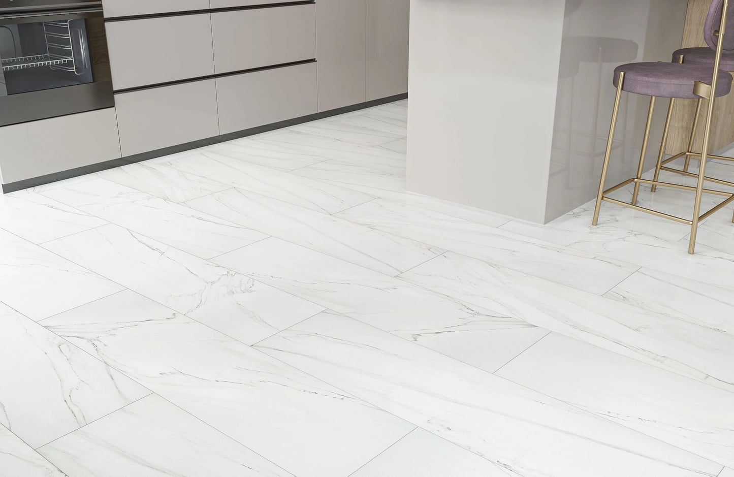 Carrara White Marble AGT Mood 10mm Laminate Flooring
