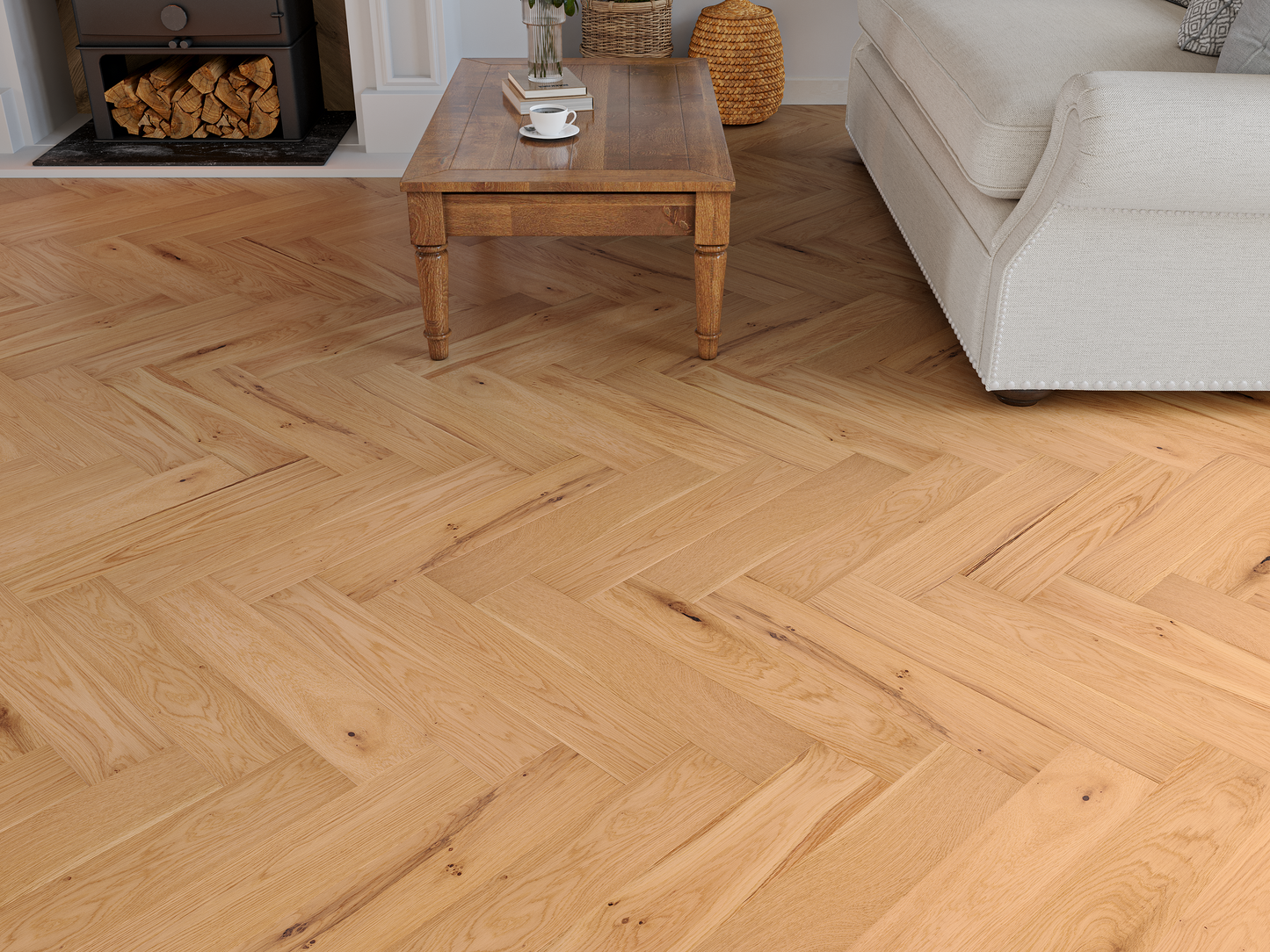 Holloway Pearl Oak 15mm Herringbone Engineered Wood Flooring