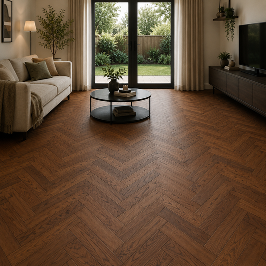 Antique Oak Verona Wellington Herringbone Brushed & Lacquered Engineered Wood Flooring