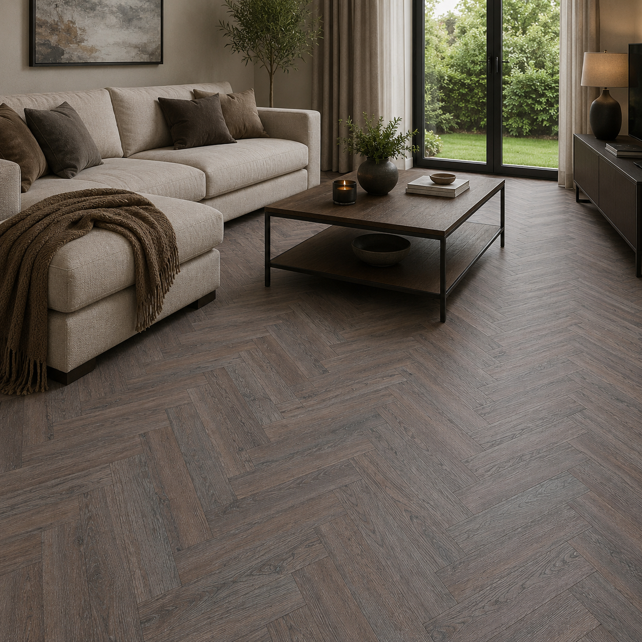 Rustic Oak 8mm Kingsley Herringbone Laminate Flooring