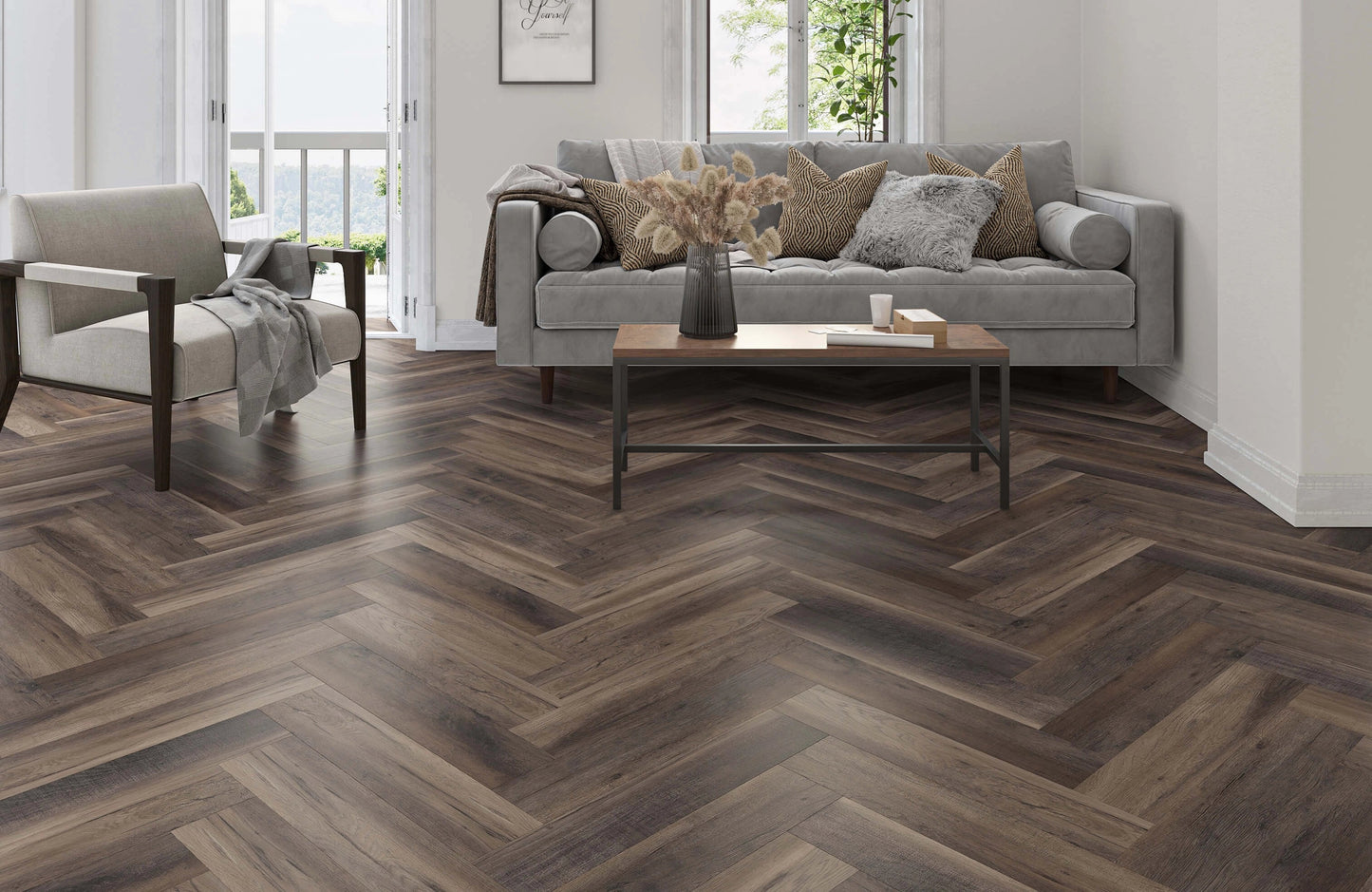 Heritage Portland Oak 6.5mm Click Herringbone SPC LVT Waterproof  Flooring