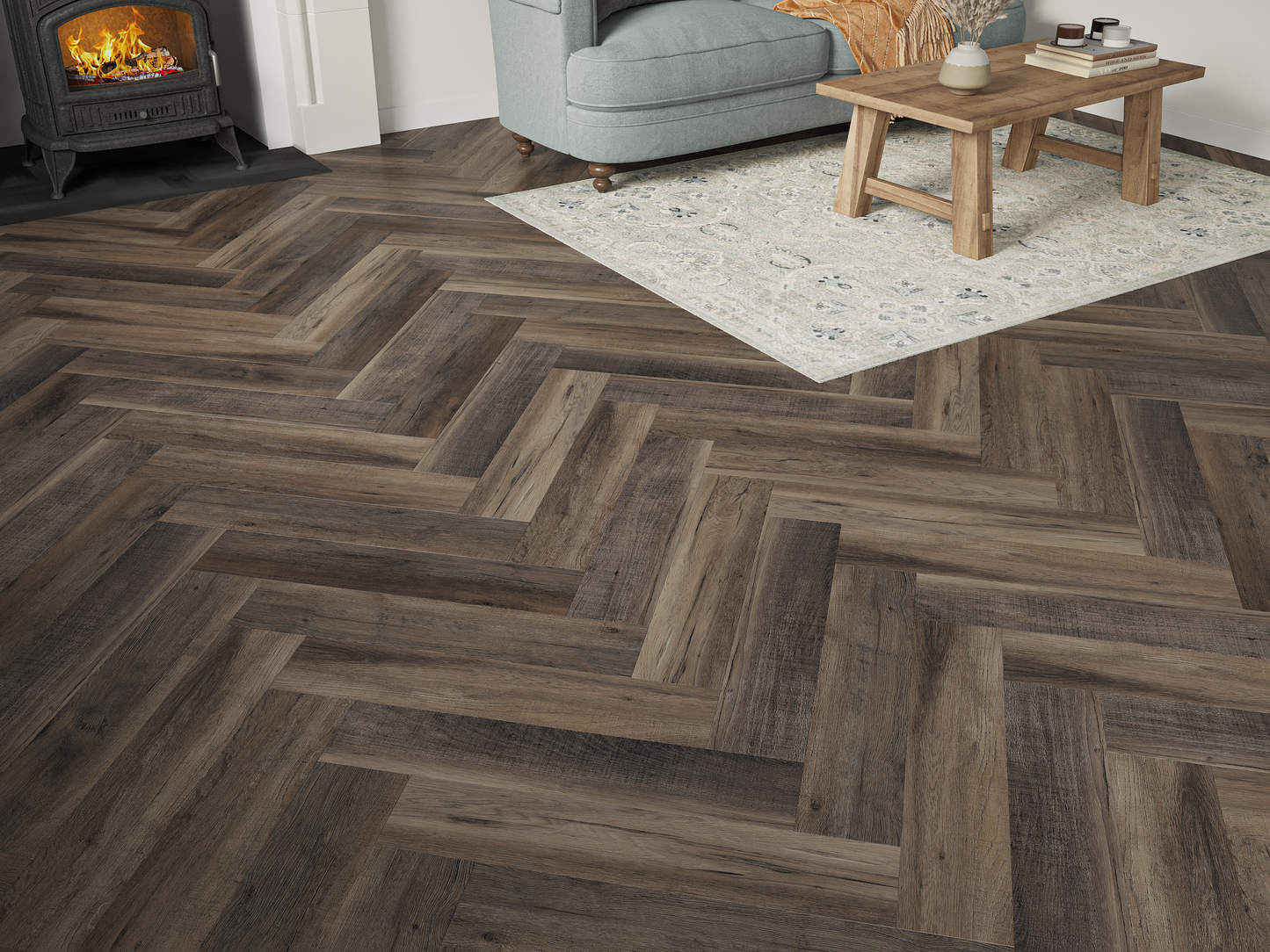 Heritage Portland Oak 6.5mm Click Herringbone SPC LVT Waterproof  Flooring