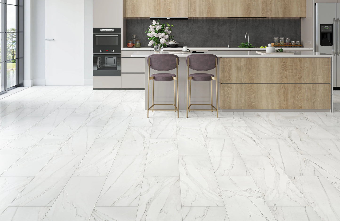 Carrara White Marble AGT Mood 10mm Laminate Flooring