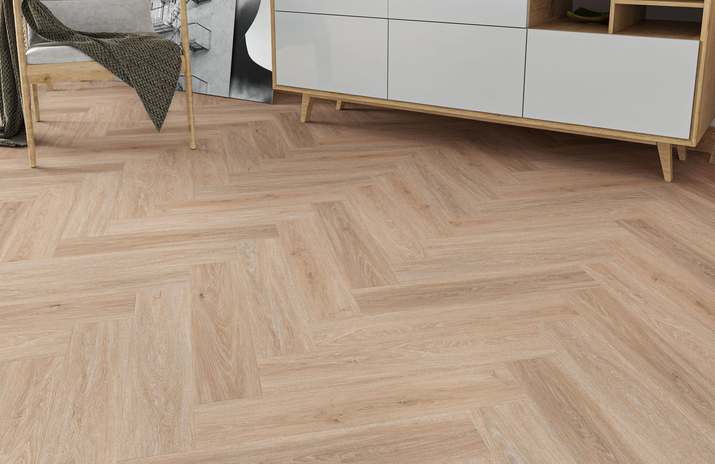 Heritage Plymouth Oak 6.5mm Click Herringbone LVT SPC Waterproof Flooring