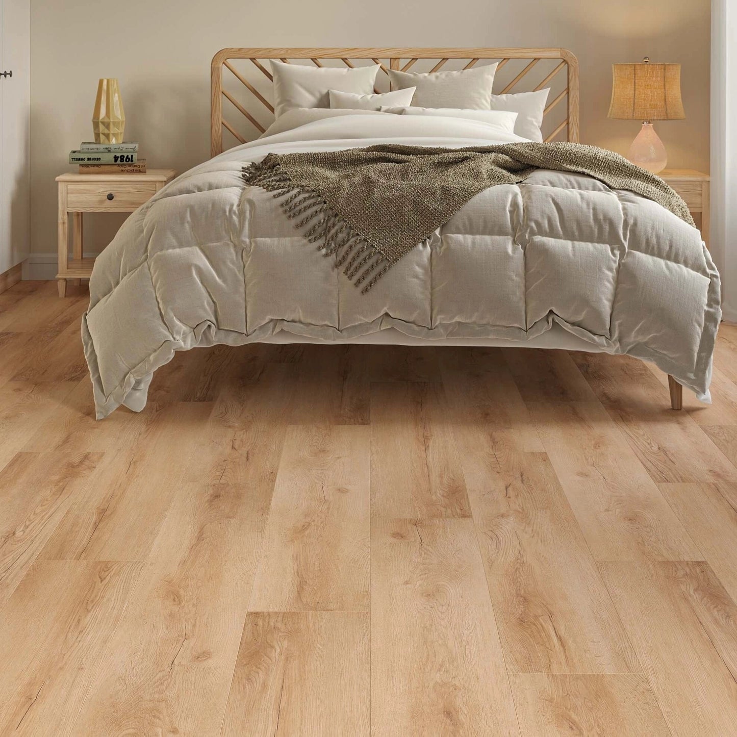 Waterproof Alba Moonlight Natural Oak Glue Down LVT