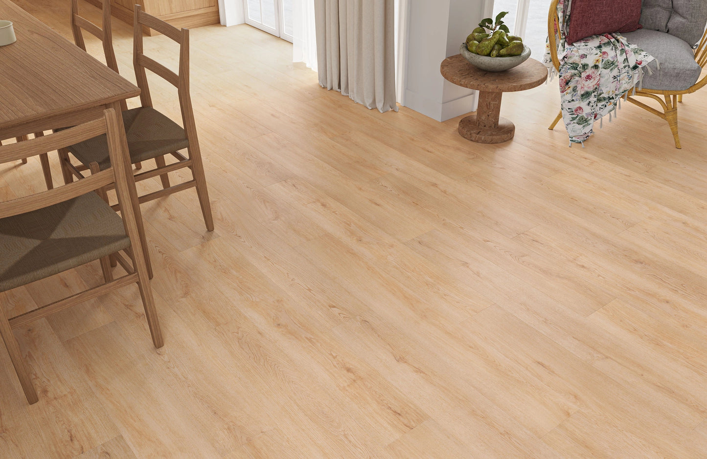 Wooden flooring in a room with furniture and decor