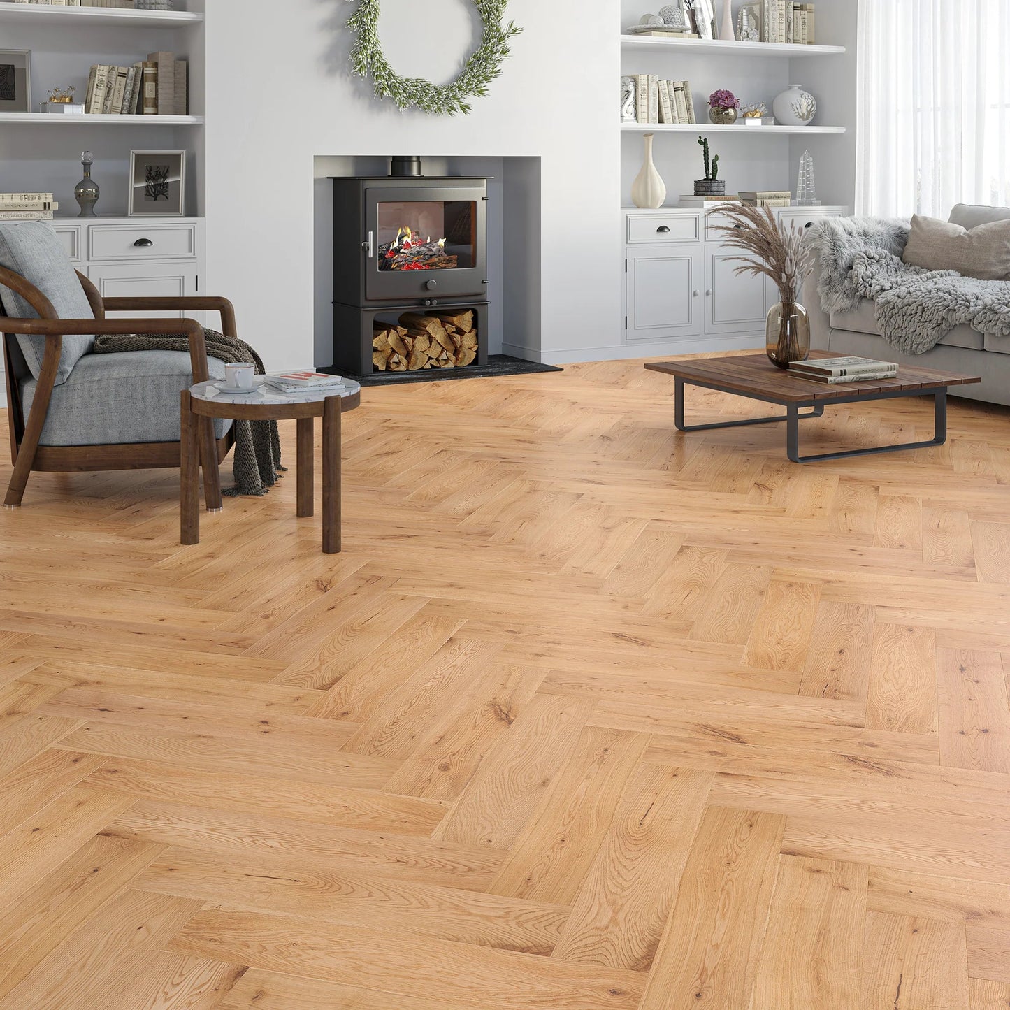 Holloway Grain Oak 15mm Herringbone Engineered Wood Flooring
