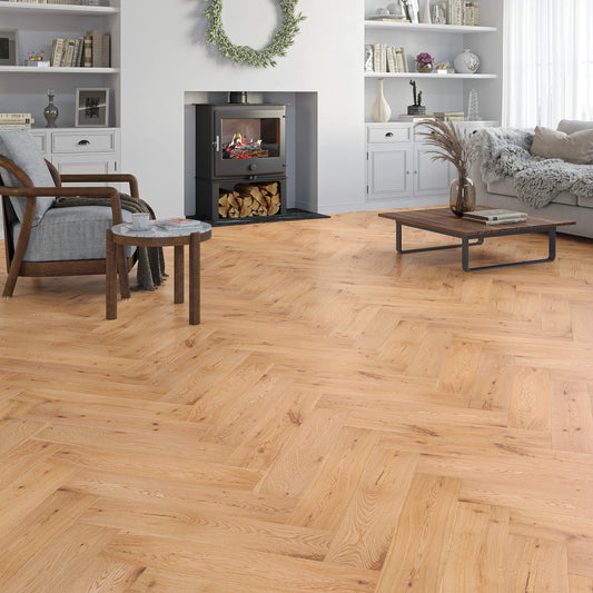 Holloway Grain Oak 15mm Herringbone Engineered Wood Flooring