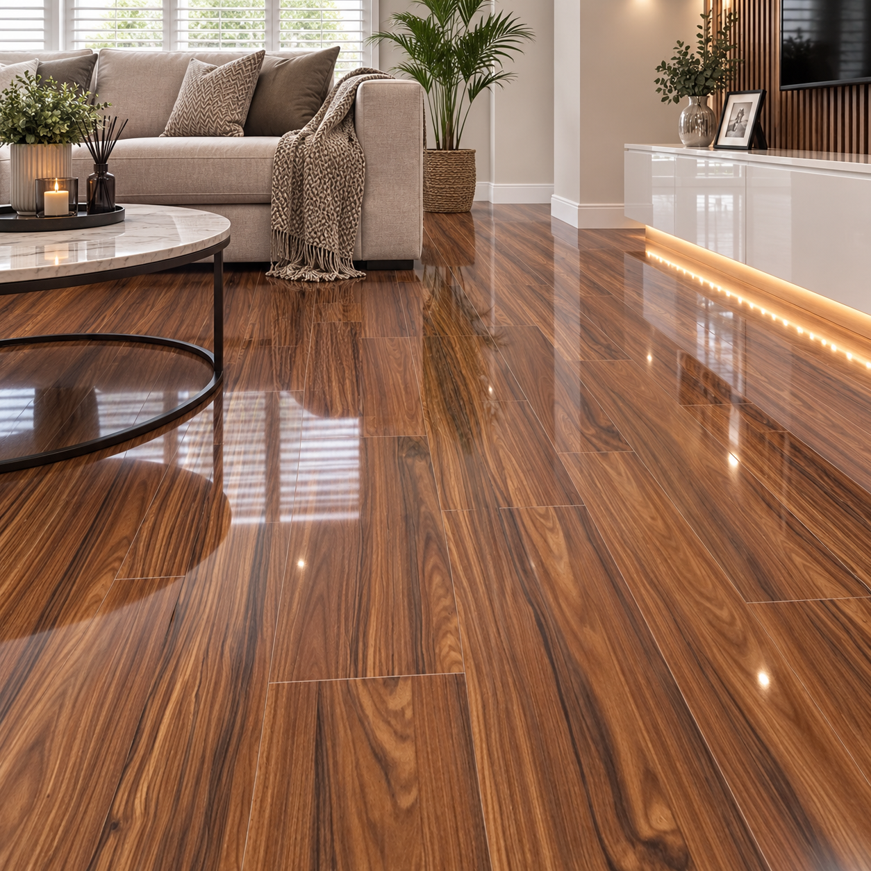 High Gloss Bourbon Laminate Flooring
