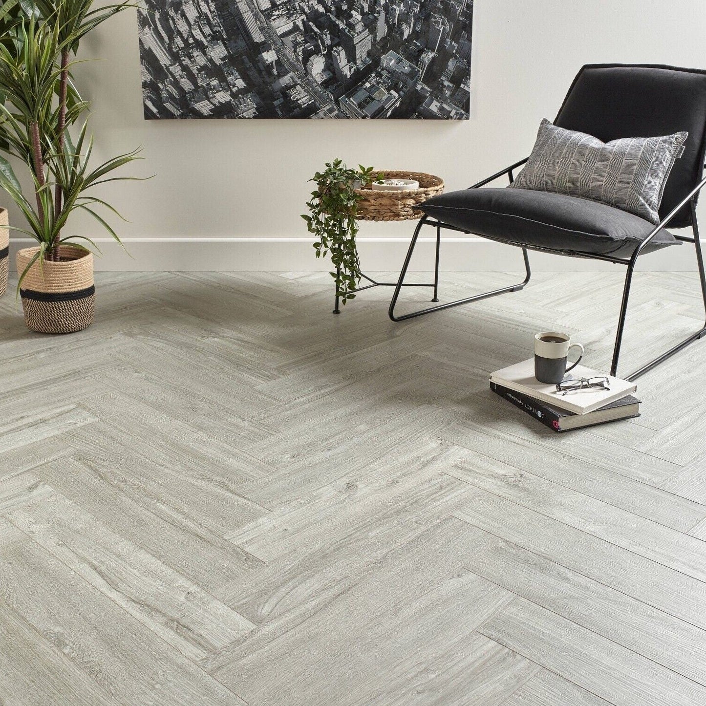Regalia Frost Grey Oak 6mm Herringbone LVT Rigid Core Click Luxury Vinyl Tile Flooring