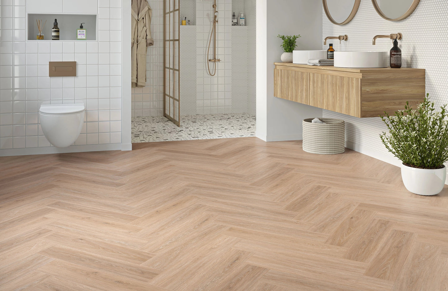 Heritage Plymouth Oak 6.5mm Click Herringbone LVT SPC Waterproof Flooring