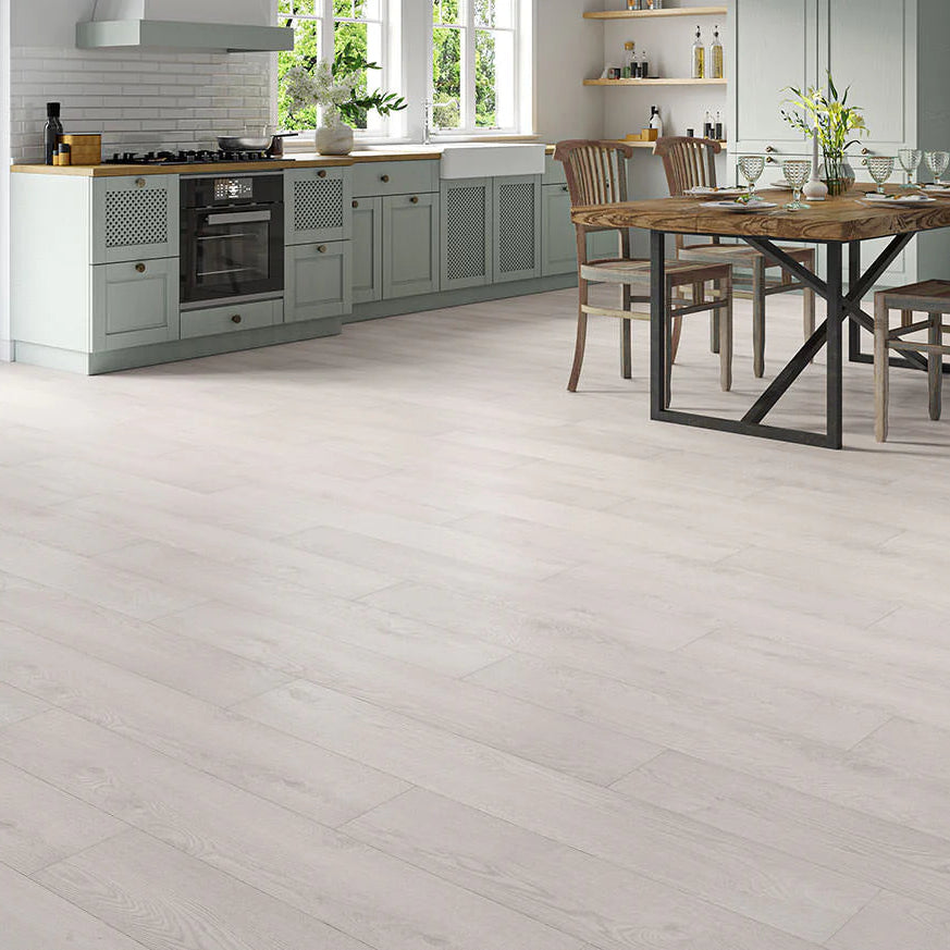 White Grey Oak AGT Effect 12mm Laminate Flooring Eterna