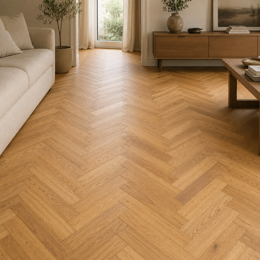 Holloway Harrogate Oak 15mm Herringbone Brushed & Lacquered Engineered Wood Flooring